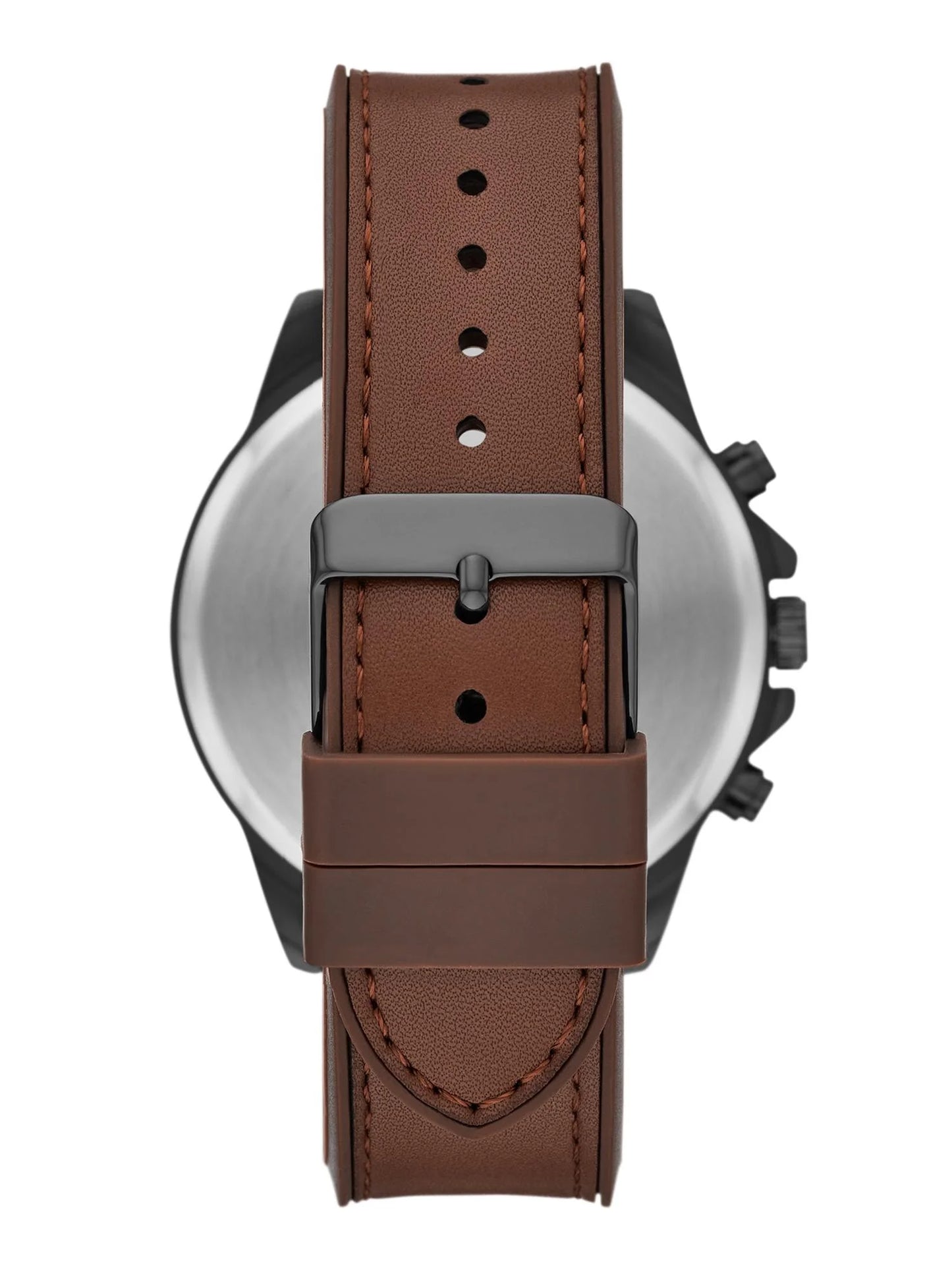 Men'S Watch Gift Set; Gunmetal Tone round Case and Dial, Brown Faux Leather Strap with Black Wallet and 2 Beaded Bracelets (FMDAL1208)